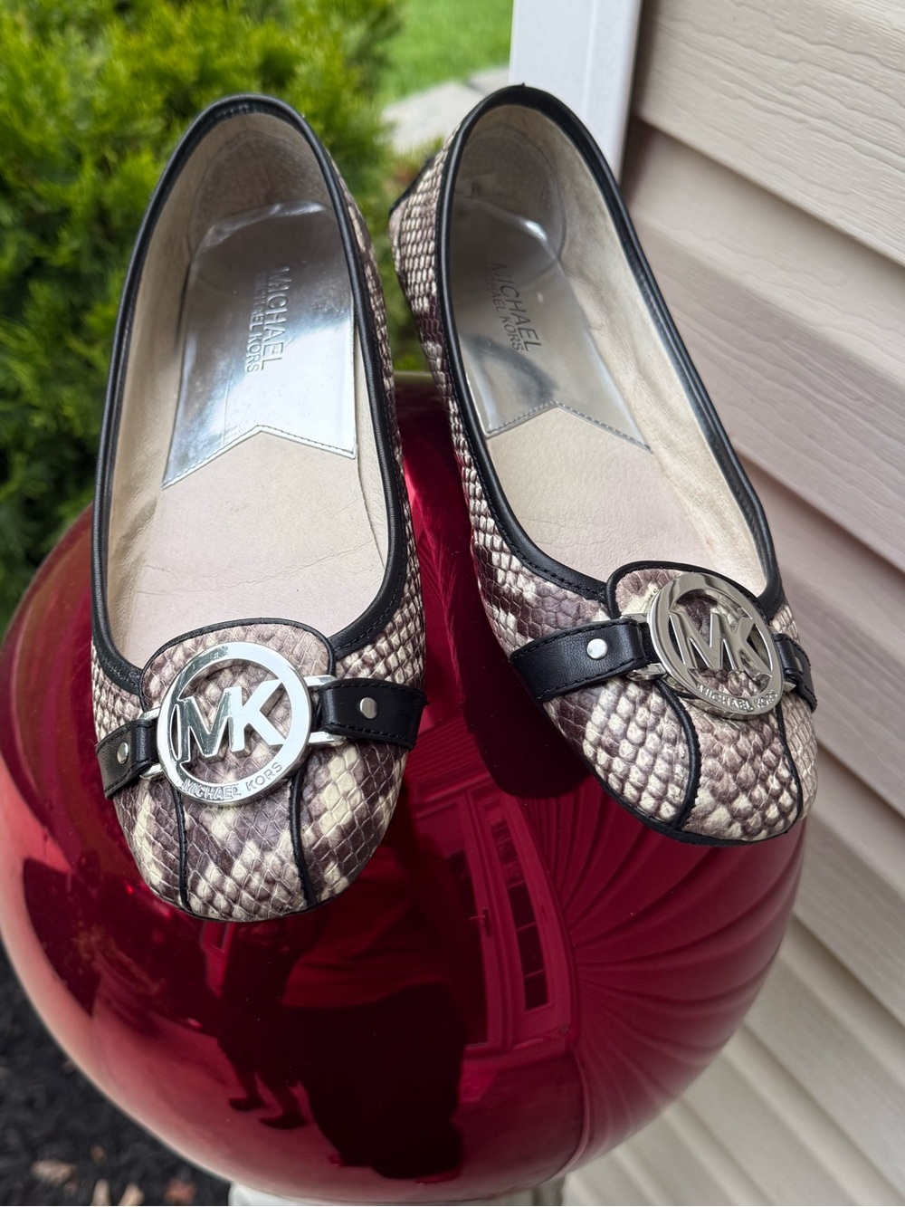 Michael Kors Fulton Snake-Embossed Moccasin Flats 7.5